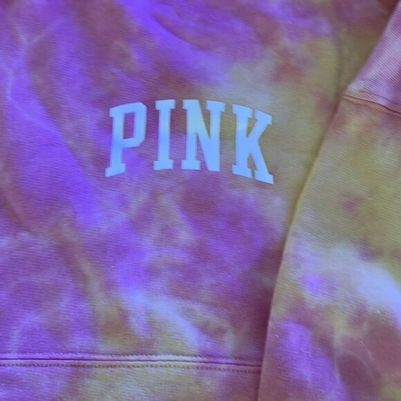 Victoria’s Secret Pink oversized Pink Tie dyed Sweatshirt, size Small, NWT - Picture 5 of 11